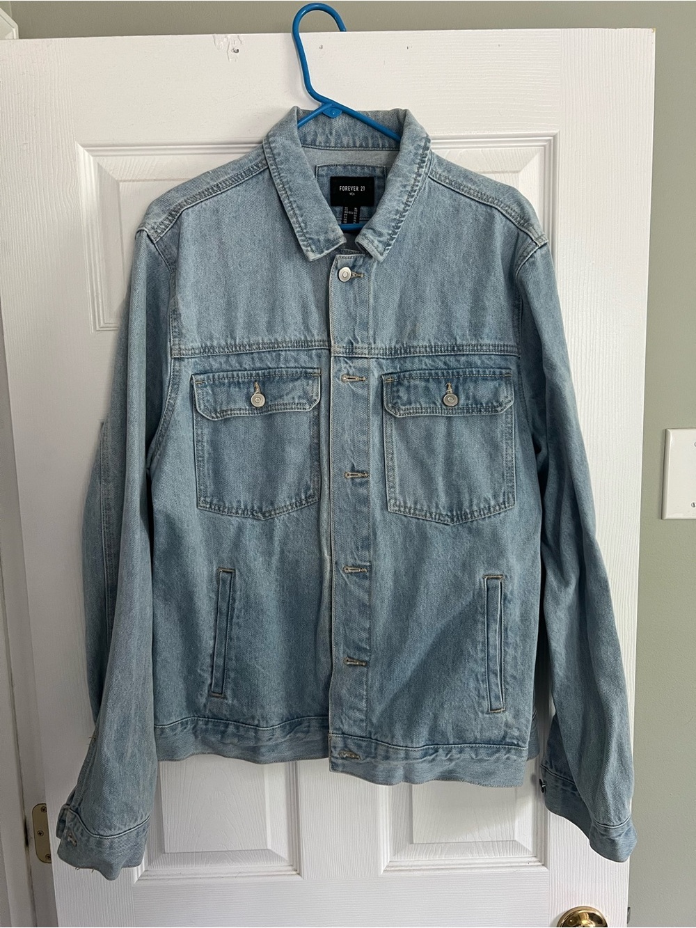 Forever 21 Light Wash Denim Jacket - Men's Casual Shirt Jacket